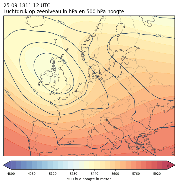 Weerkaart van 25 september 1811 om 12 UTC