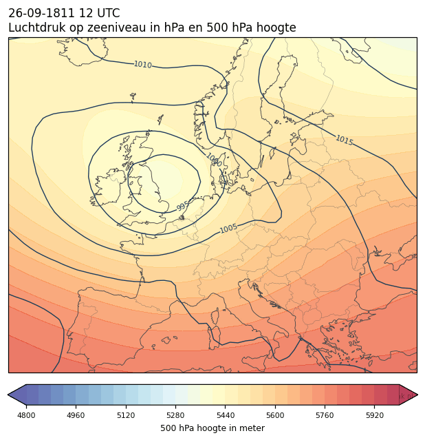 Weerkaart van 26 september 1811 om 12 UTC