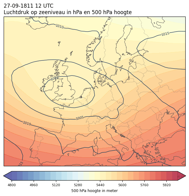 Weerkaart van 27 september 1811 om 12 UTC