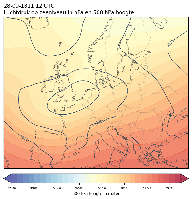 Weerkaart van 28 september 1811 om 12 UTC