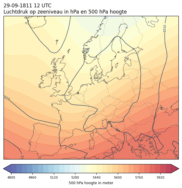 Weerkaart van 29 september 1811 om 12 UTC