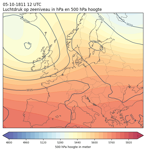 Weerkaart van 5 oktober 1811 om 12 UTC