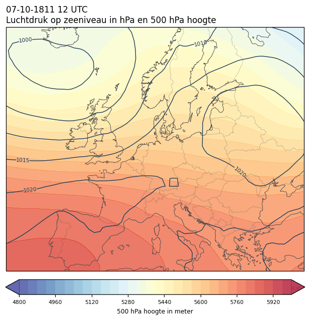Weerkaart van 7 oktober 1811 om 12 UTC