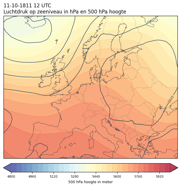 Weerkaart van 11 oktober 1811 om 12 UTC