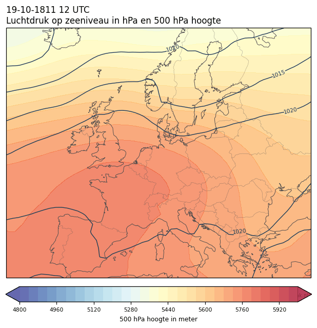 Weerkaart van 19 oktober 1811 om 12 UTC