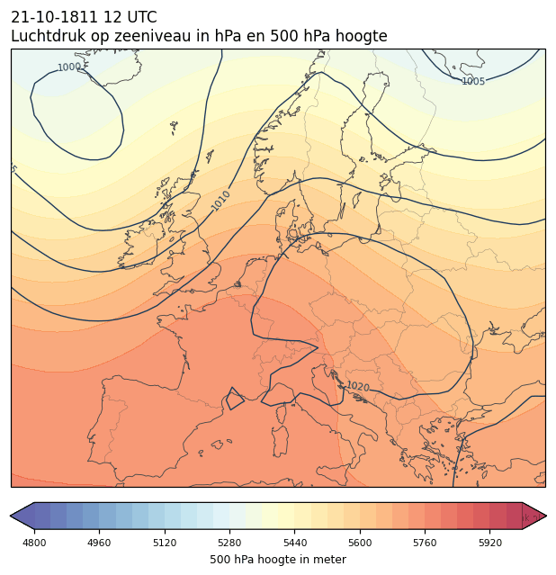 Weerkaart van 21 oktober 1811 om 12 UTC