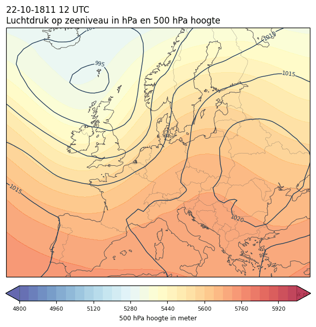 Weerkaart van 22 oktober 1811 om 12 UTC