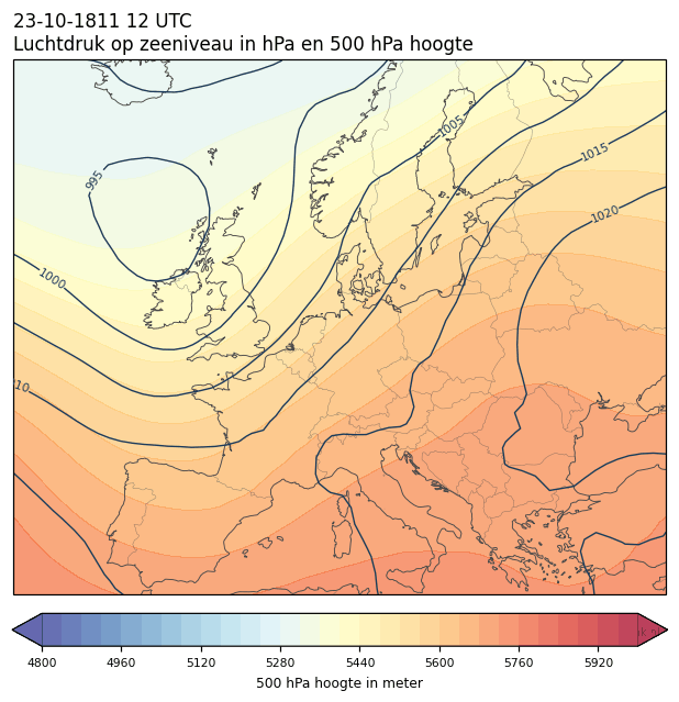 Weerkaart van 23 oktober 1811 om 12 UTC