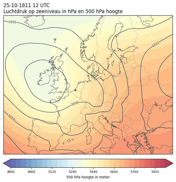 Weerkaart van 25 oktober 1811 om 12 UTC