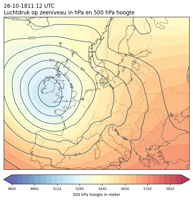 Weerkaart van 26 oktober 1811 om 12 UTC