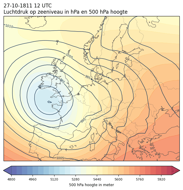 Weerkaart van 27 oktober 1811 om 12 UTC