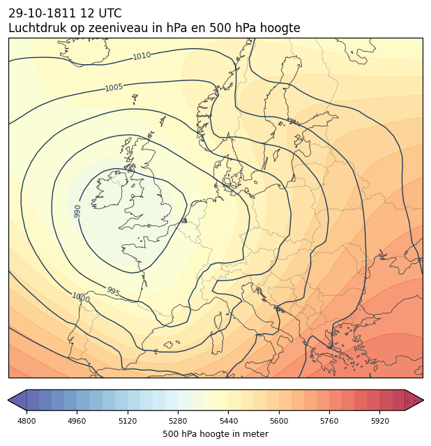 Weerkaart van 29 oktober 1811 om 12 UTC