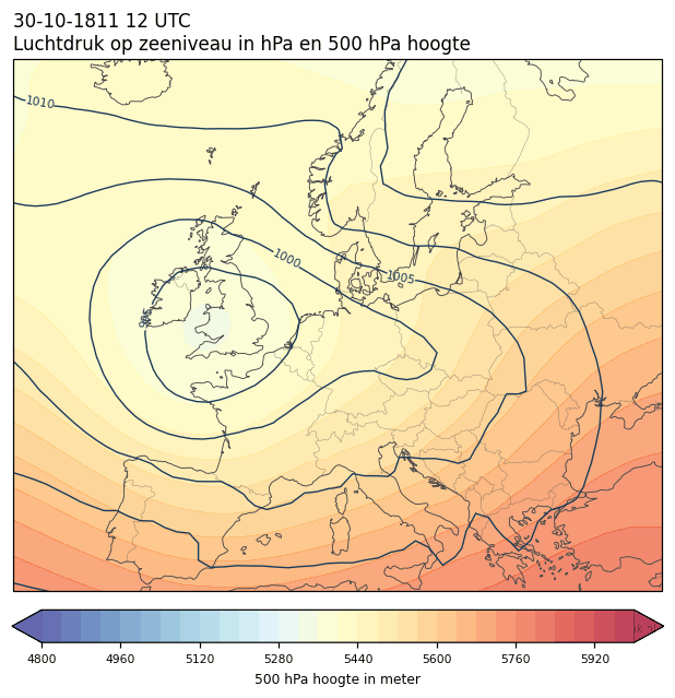 Weerkaart van 30 oktober 1811 om 12 UTC