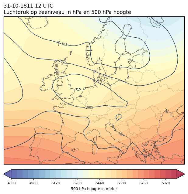 Weerkaart van 31 oktober 1811 om 12 UTC