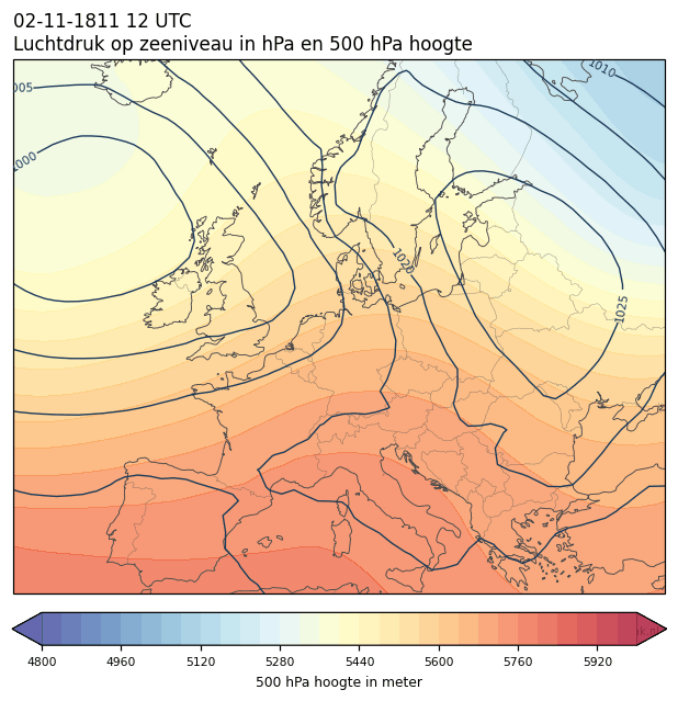 Weerkaart van 2 november 1811 om 12 UTC