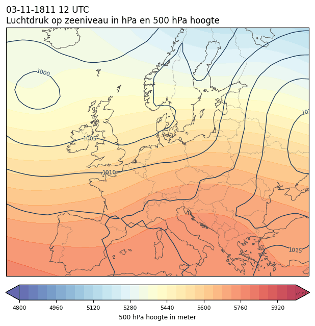 Weerkaart van 3 november 1811 om 12 UTC