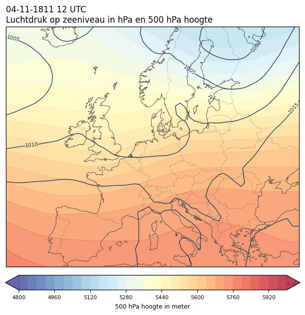 Weerkaart van 4 november 1811 om 12 UTC