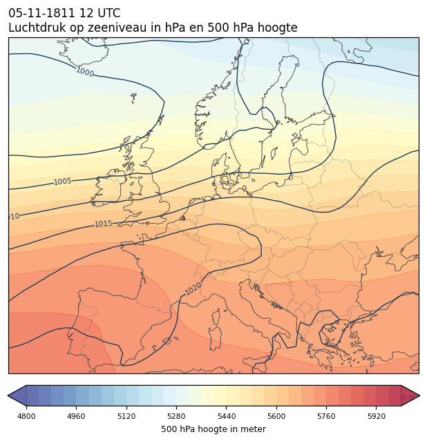 Weerkaart van 5 november 1811 om 12 UTC