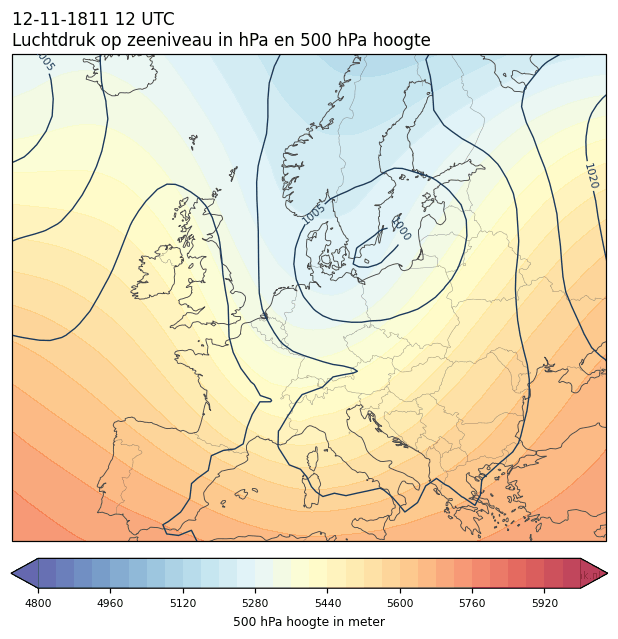 Weerkaart van 12 november 1811 om 12 UTC