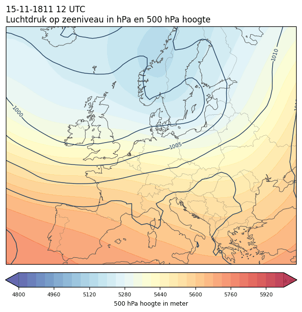 Weerkaart van 15 november 1811 om 12 UTC
