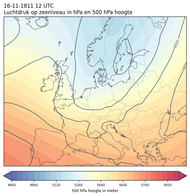 Weerkaart van 16 november 1811 om 12 UTC