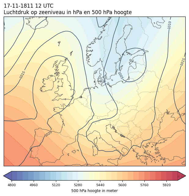 Weerkaart van 17 november 1811 om 12 UTC