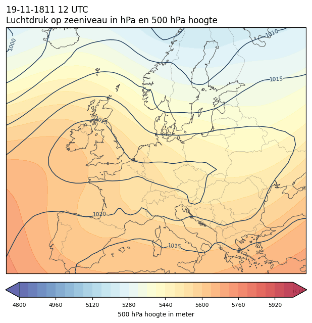 Weerkaart van 19 november 1811 om 12 UTC