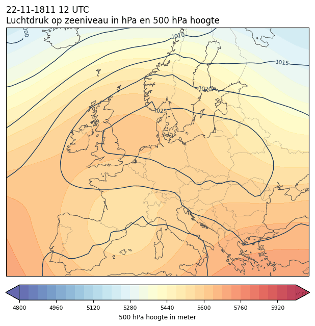 Weerkaart van 22 november 1811 om 12 UTC