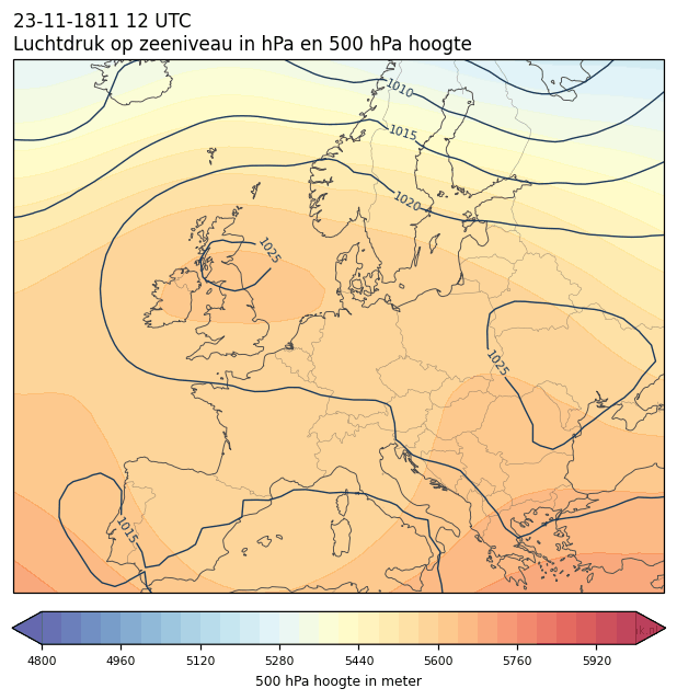 Weerkaart van 23 november 1811 om 12 UTC