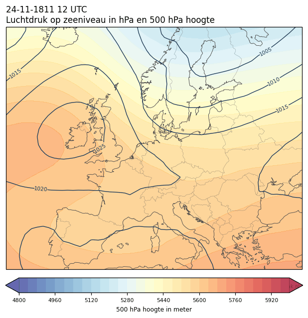 Weerkaart van 24 november 1811 om 12 UTC