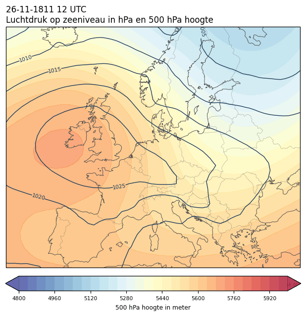 Weerkaart van 26 november 1811 om 12 UTC