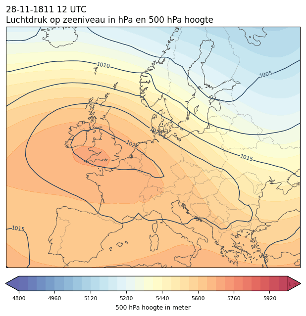 Weerkaart van 28 november 1811 om 12 UTC