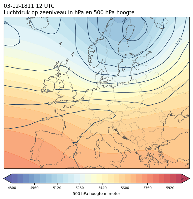 Weerkaart van 3 december 1811 om 12 UTC
