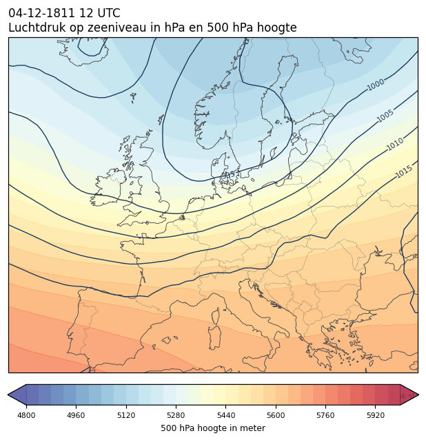 Weerkaart van 4 december 1811 om 12 UTC