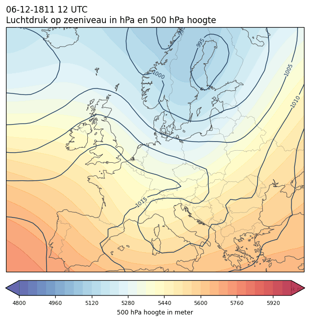 Weerkaart van 6 december 1811 om 12 UTC