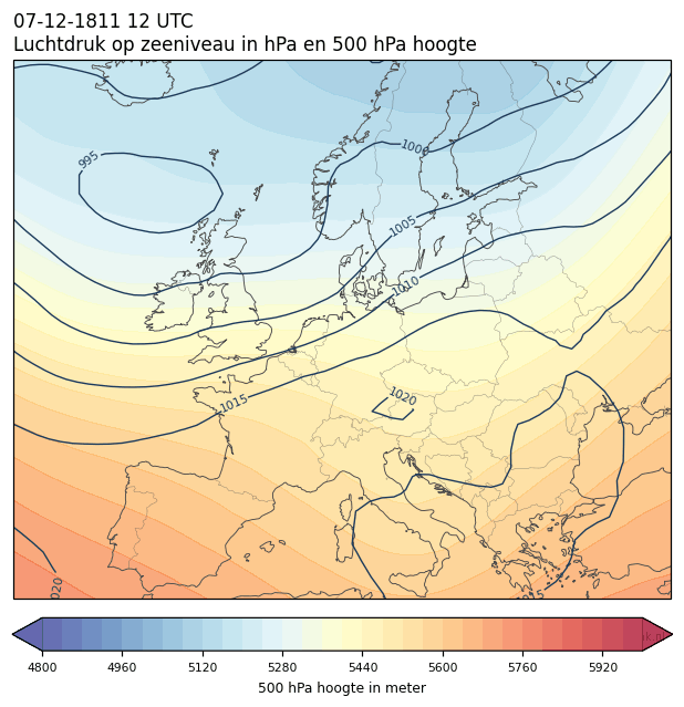 Weerkaart van 7 december 1811 om 12 UTC