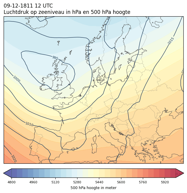 Weerkaart van 9 december 1811 om 12 UTC