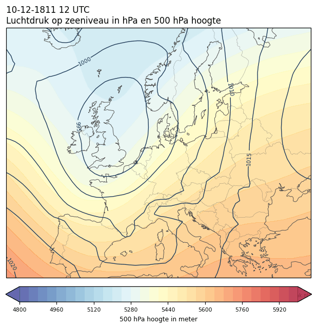 Weerkaart van 10 december 1811 om 12 UTC