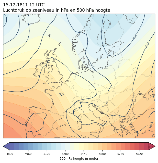 Weerkaart van 15 december 1811 om 12 UTC