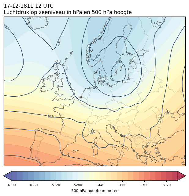 Weerkaart van 17 december 1811 om 12 UTC