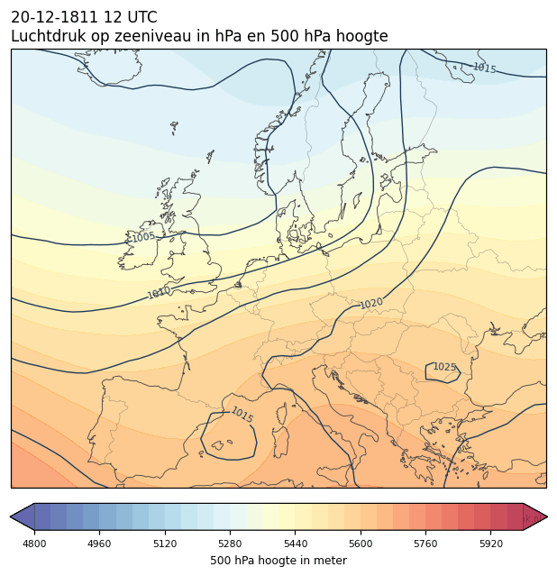Weerkaart van 20 december 1811 om 12 UTC