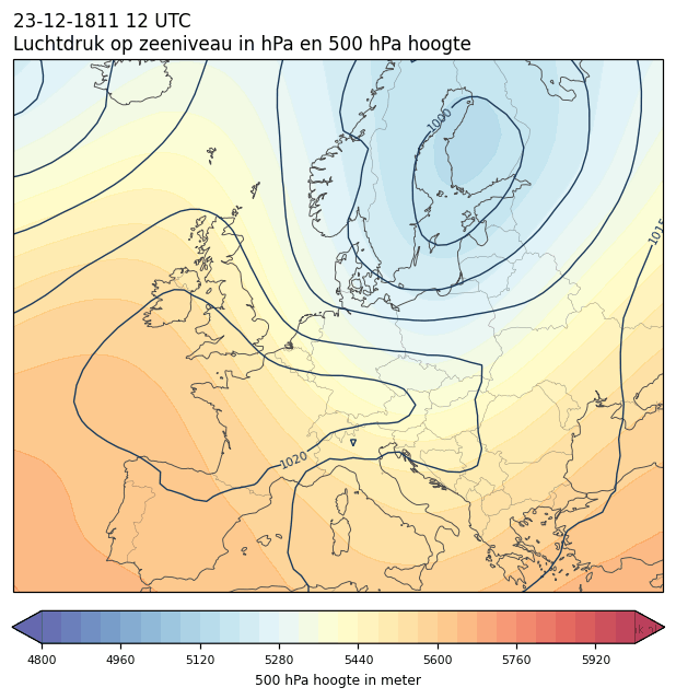 Weerkaart van 23 december 1811 om 12 UTC