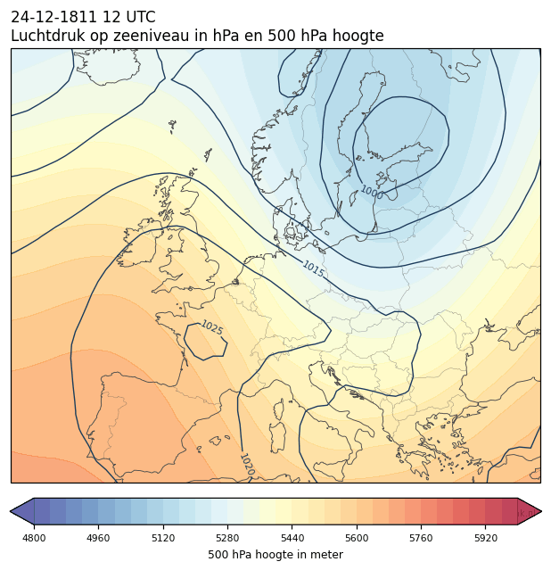 Weerkaart van 24 december 1811 om 12 UTC
