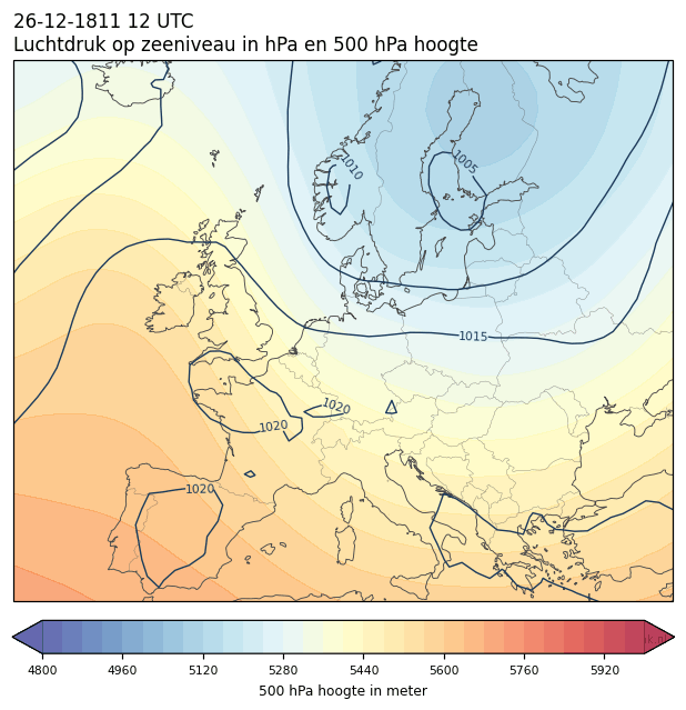 Weerkaart van 26 december 1811 om 12 UTC