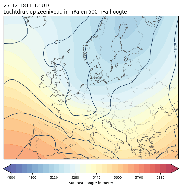Weerkaart van 27 december 1811 om 12 UTC