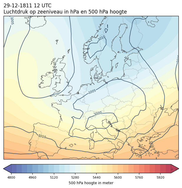 Weerkaart van 29 december 1811 om 12 UTC