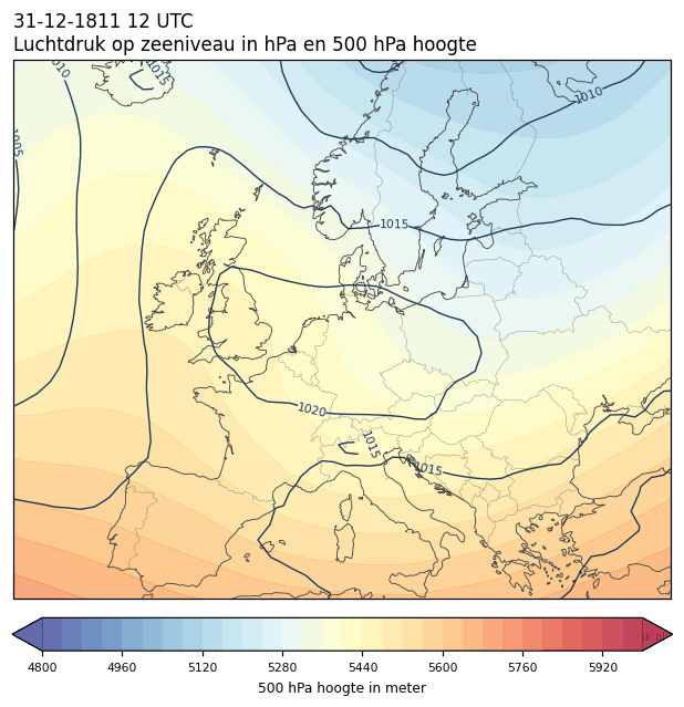 Weerkaart van 31 december 1811 om 12 UTC