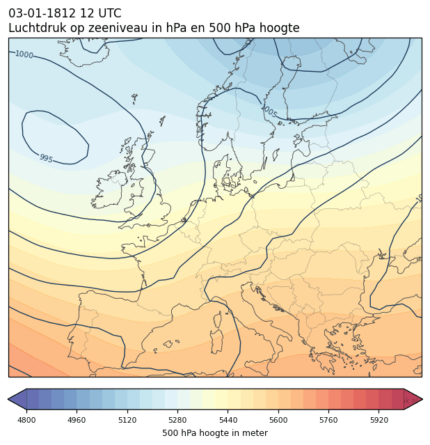 Weerkaart van 3 januari 1812 om 12 UTC
