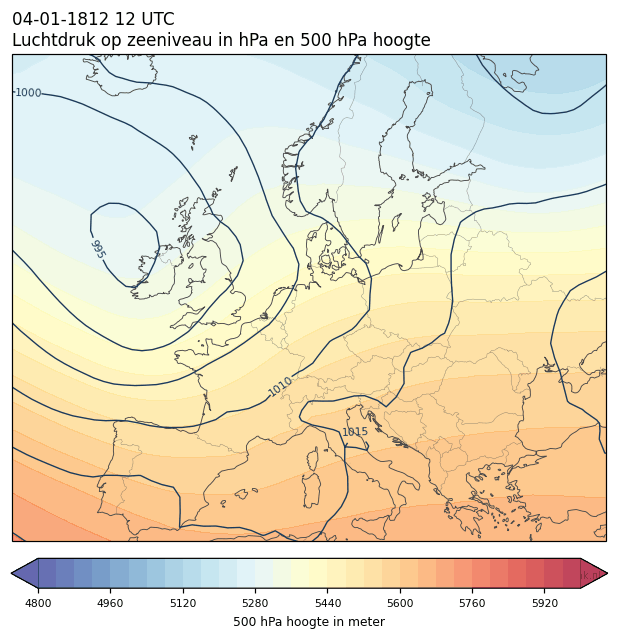 Weerkaart van 4 januari 1812 om 12 UTC