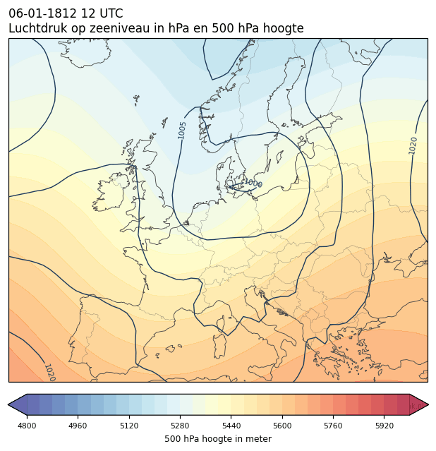Weerkaart van 6 januari 1812 om 12 UTC